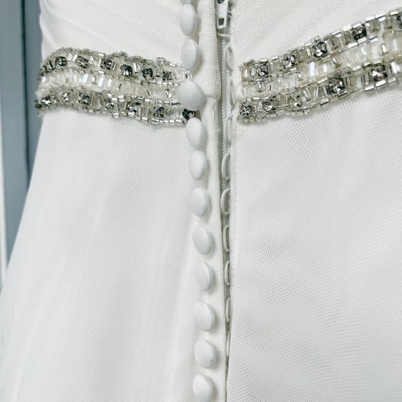 A-line wedding dress with English netting and beaded waist - Picture 10 of 15